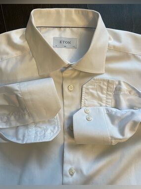 ETON - all cotton white dress shirt Size 44 (17.5”neck)